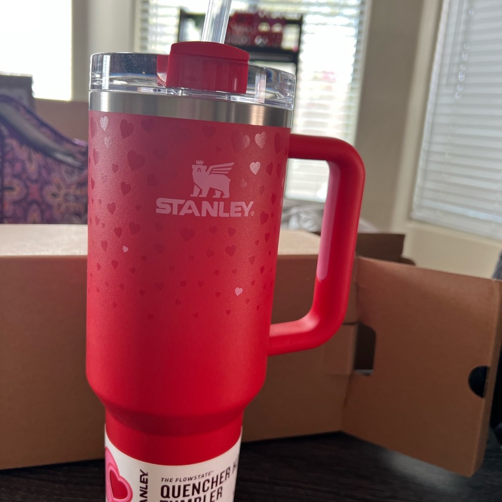 Stanley Red Heart Tumbler with Straw